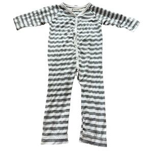 Earth Baby Outfitters Bamboo V-neck Long Sleeve Snap Coverall 3-6 Unisex Stripes